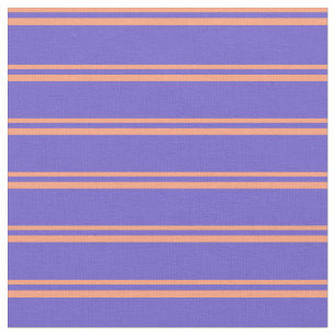 Light Salmon & Slate Blue Striped Pattern Fabric
