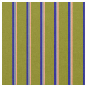 Light Salmon, Slate Gray, Dark Blue & Green Lines Fabric