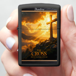 Light Salvation Cross Mountain Stone World John 8 Zippo Lighter