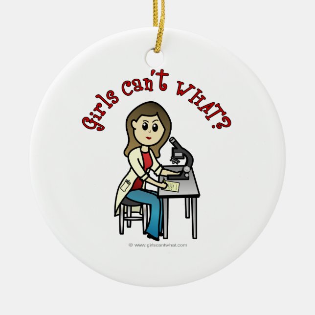 Light Scientist Girl Ceramic Ornament (Front)