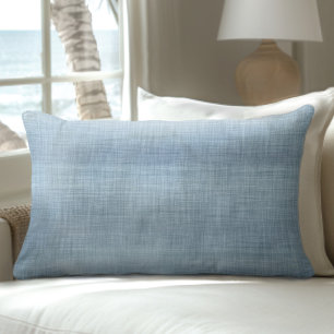 Light Sea Blue Linen Texture Lumbar Pillow