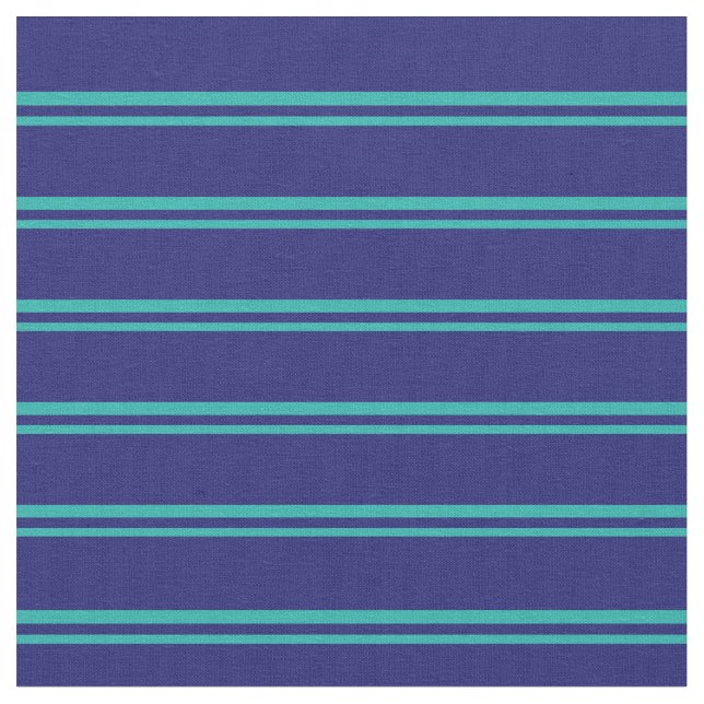 Light Sea Green and Midnight Blue Stripes Fabric (Close Up)