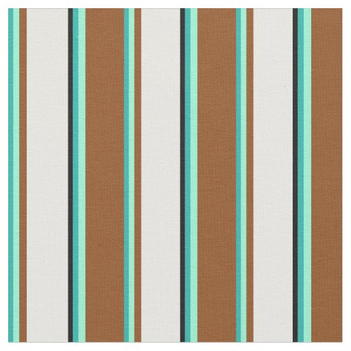 Light Sea Green, Aquamarine, Brown, White & Black Fabric