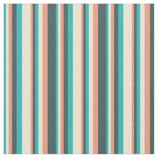 Light Sea Green, Beige, Dark Salmon & Slate Gray Fabric