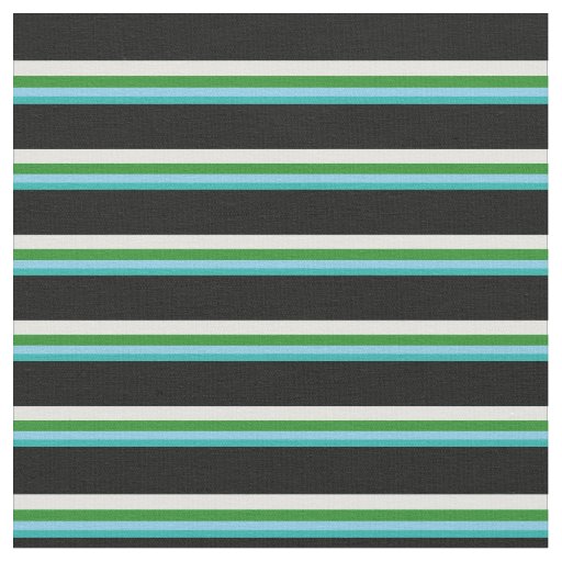 Light Sea Green, Blue, Forest Green, Cyan & Black Fabric