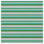 [ Thumbnail: Light Sea Green, Dark Green, and Grey Stripes Fabric ]