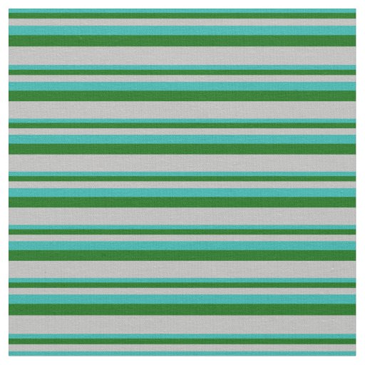 Light Sea Green, Dark Green, and Grey Stripes Fabric
