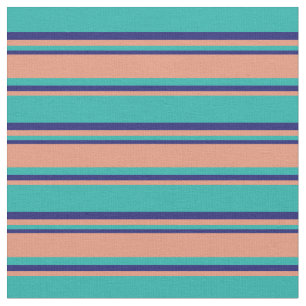 Light Sea Green, Dark Salmon & Midnight Blue Fabric