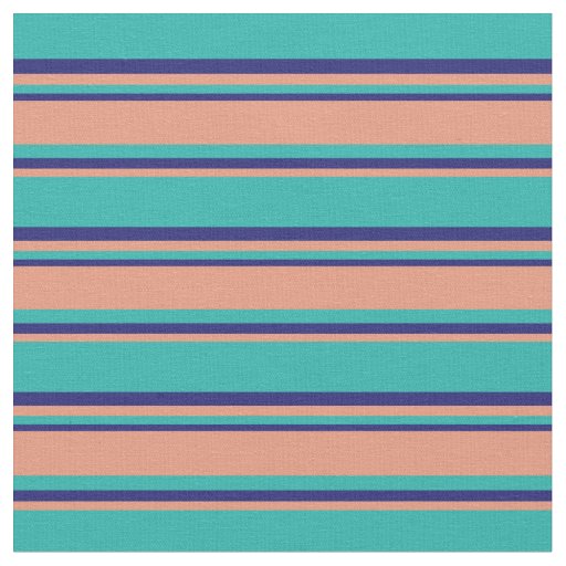 Light Sea Green, Dark Salmon & Midnight Blue Fabric