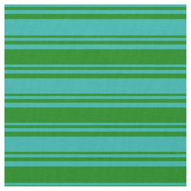 Light Sea Green & Green Stripes Pattern Fabric (Close Up)