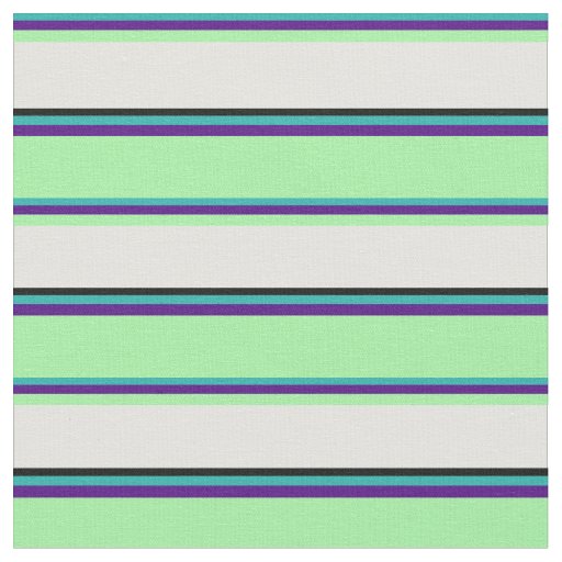 Light Sea Green, Indigo, Green, Light Cyan & Black Fabric