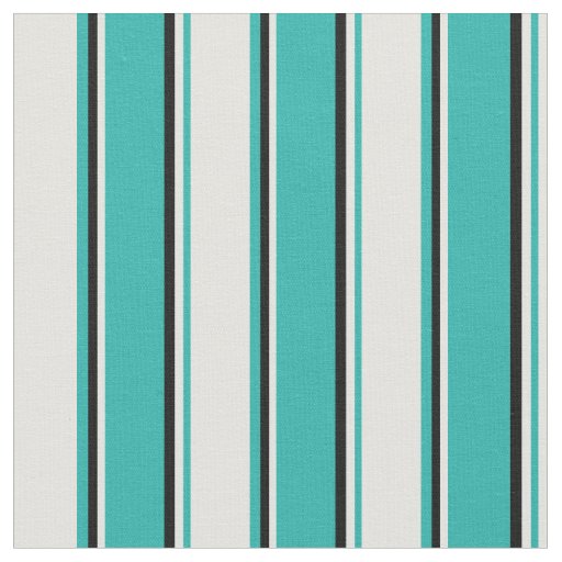 Light Sea Green, Light Cyan & Black Lined Pattern Fabric