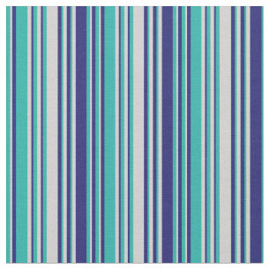 Light Sea Green, Light Gray & Midnight Blue Lines Fabric