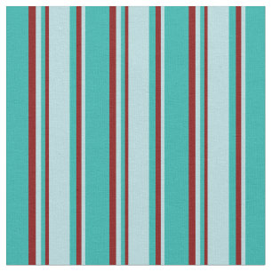 Light Sea Green, Powder Blue & Maroon Lines Fabric