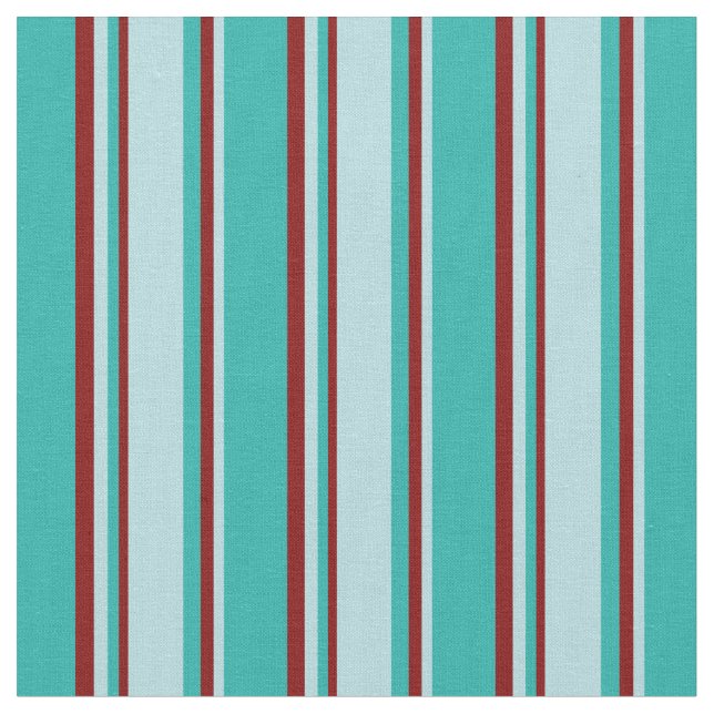 Light Sea Green, Powder Blue & Maroon Lines Fabric (Close Up)