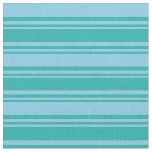 Light Sea Green & Sky Blue Colored Stripes Fabric