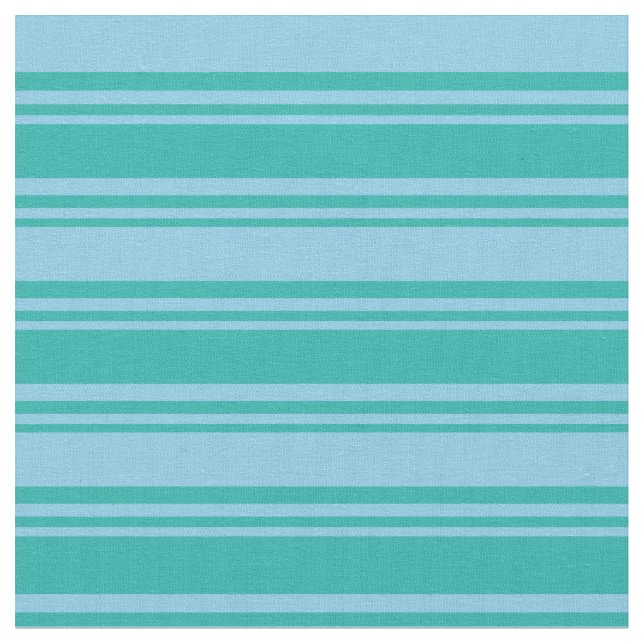 Light Sea Green & Sky Blue Colored Stripes Fabric (Close Up)