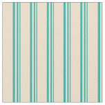 [ Thumbnail: Light Sea Green & Tan Colored Stripes Fabric ]