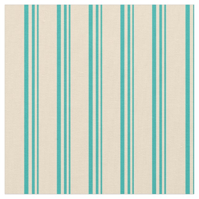 Light Sea Green & Tan Colored Stripes Fabric (Close Up)