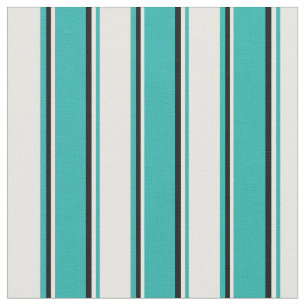 Light Sea Green, White & Black Colored Pattern Fabric