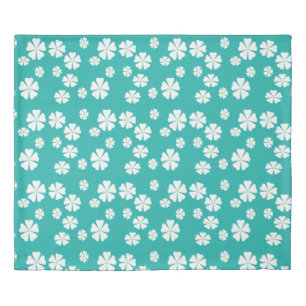 Light sea green with white flowers duvet cover