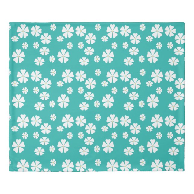 Light sea green with white flowers duvet cover (Front)