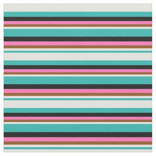 Light Sea Green, Yellow, Brown, Hot Pink & Black Fabric