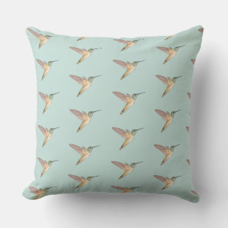 Light Seafoam Allen's Hummingbird Throw Pillow