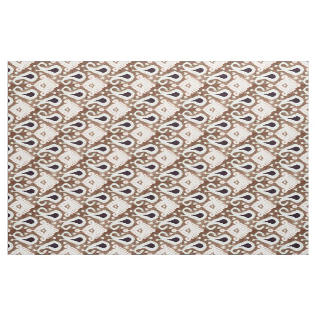 Light Seafoam Green Dark Brown Ikat Tribal Pattern Fabric (Fat Quarter)