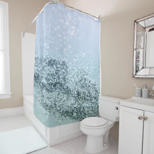 Light Seafoam Light Blue Glitter 1 Shower Curtain Zazzle