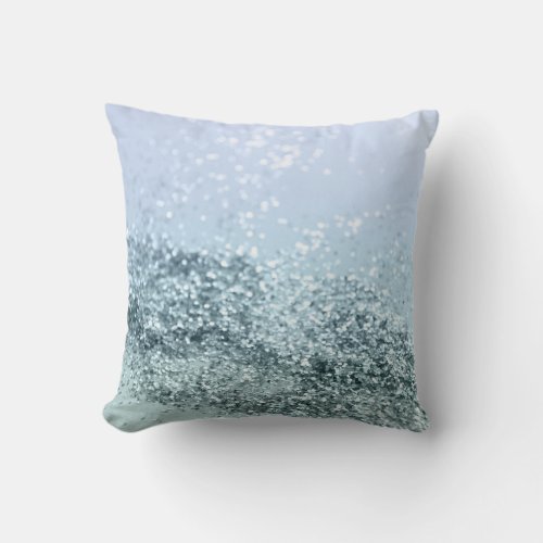 Light Seafoam Light Blue Glitter 1 Throw Pillow