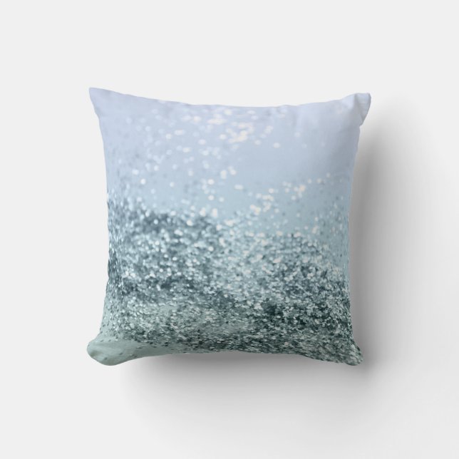 Light Seafoam Light Blue Glitter #1 Throw Pillow (Front)