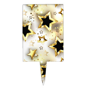 Light seamless with gold stars cake topper