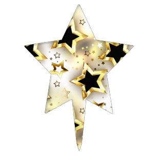 Light seamless with gold stars cake topper