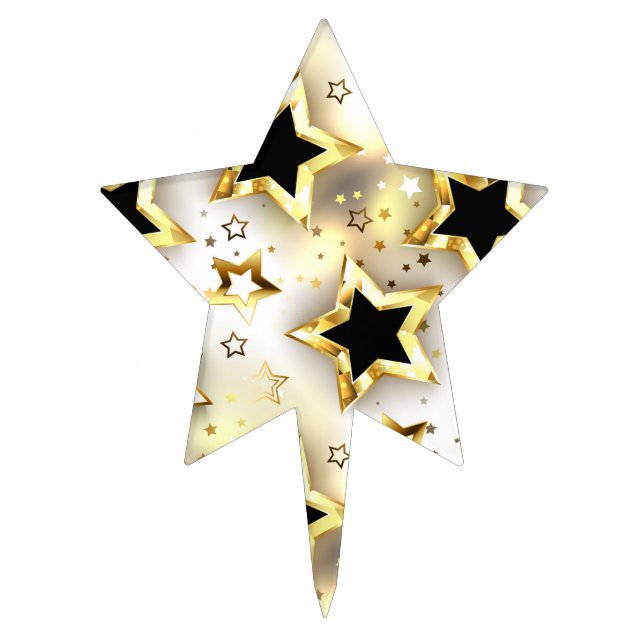 Light seamless with gold stars cake topper (Front)