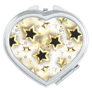 Light seamless with gold stars compact mirror