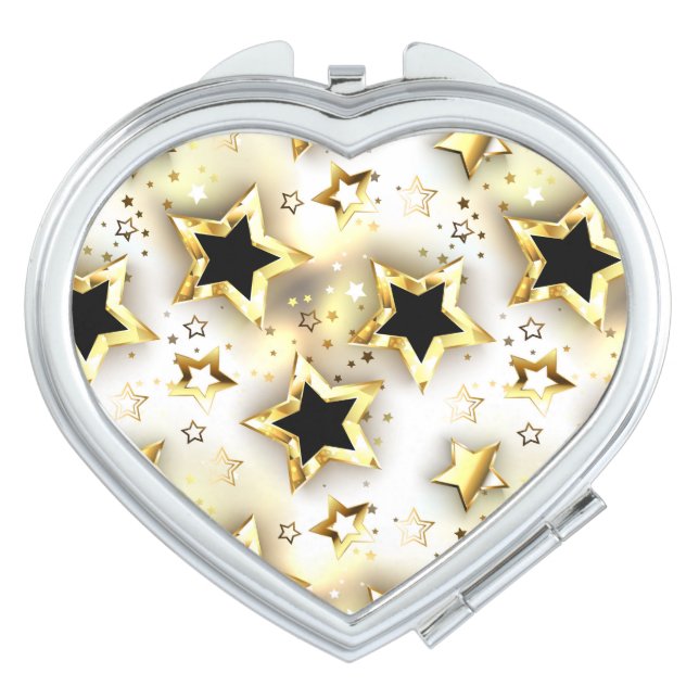 Light seamless with gold stars compact mirror (Front)