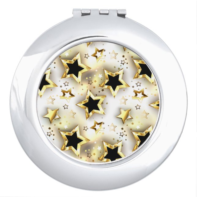 Light seamless with gold stars compact mirror (Front)