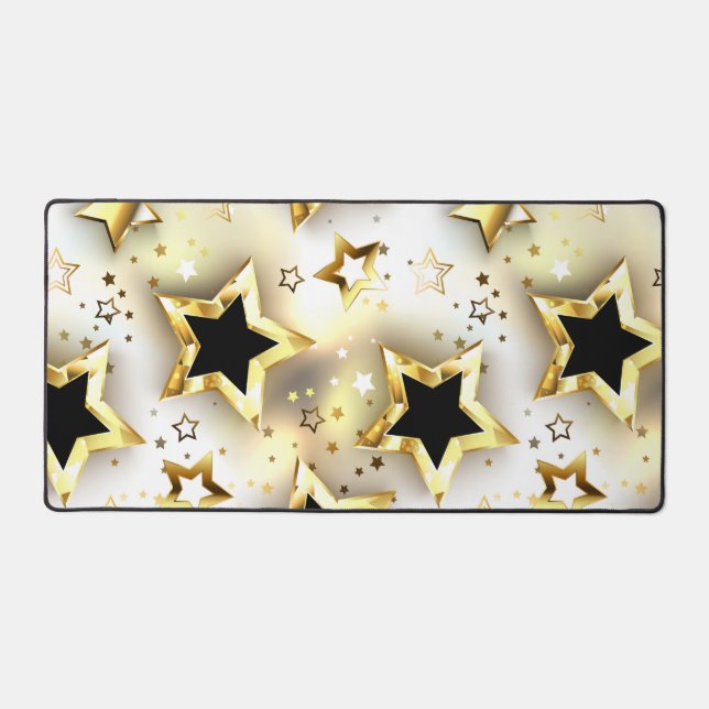 Light seamless with gold stars desk mat (Front)