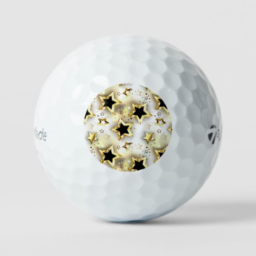 Light seamless with gold stars golf balls