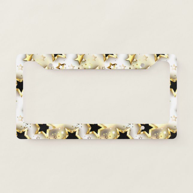 Light seamless with gold stars license plate frame (Front)