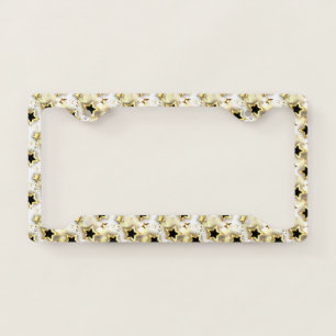Light seamless with gold stars license plate frame