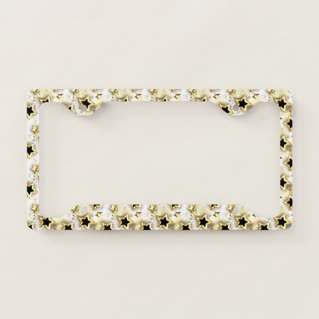 Light seamless with gold stars license plate frame (Front)