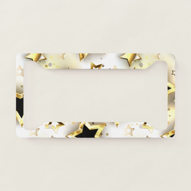 Light seamless with gold stars license plate frame (Front)