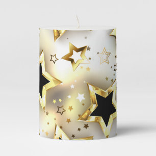 Light seamless with gold stars pillar candle