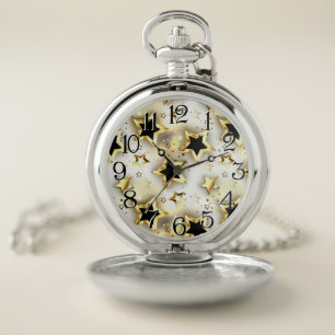 Light seamless with gold stars pocket watch