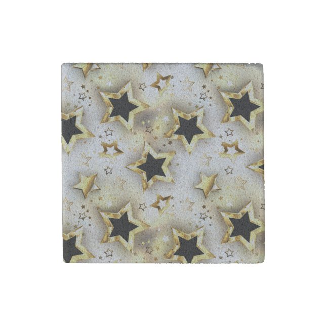 Light seamless with gold stars stone magnet (Front)