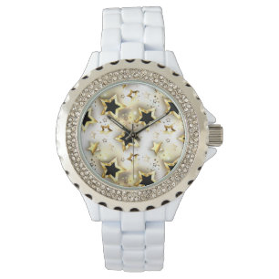 Light seamless with gold stars watch