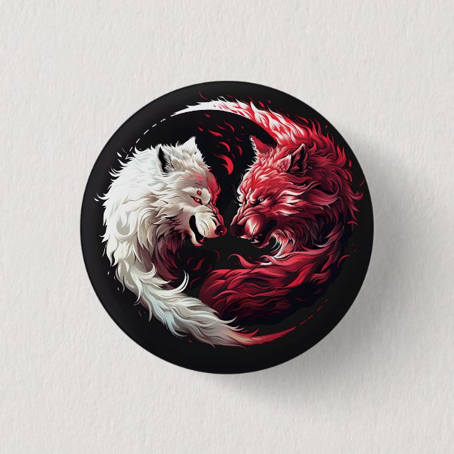 Light Shadow Wolf Spirit Animal Fantasy Button (Front)