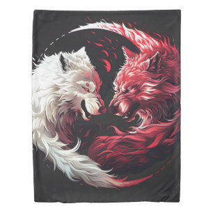 Light Shadow Wolf Spirit Animal Fantasy Duvet Cover